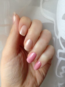 glass pink over CG heaven and OPI heart throb