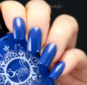 Spell Polish Hell's Angel with top coat swatch